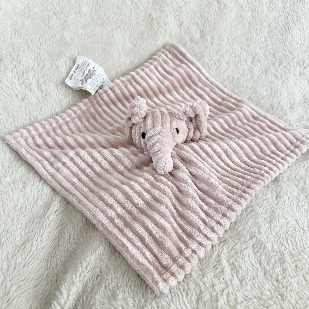 Mon Lapin Elephant Security Blanket Rose Mauve Corduroy Ribbed Lovey Pink 12”